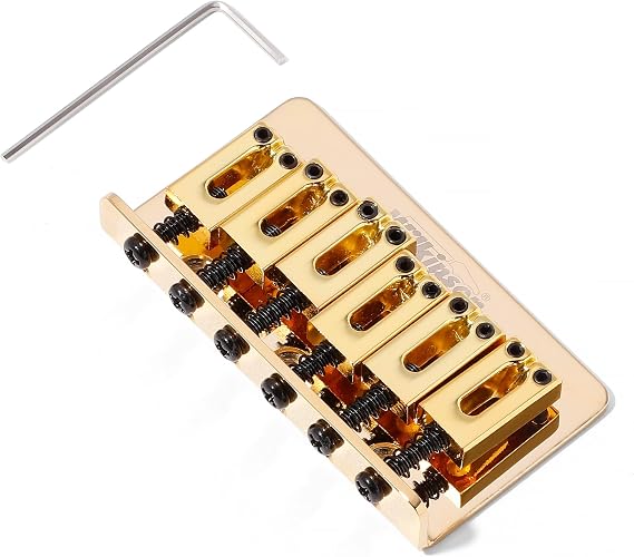 Wilkinson WOF01 Hardtail bridge-for ST Strat,TL Telecaster,IBZ,JK-Match All the Electric Guitars without the Bridge Hole on the body (WOF01 Gold)