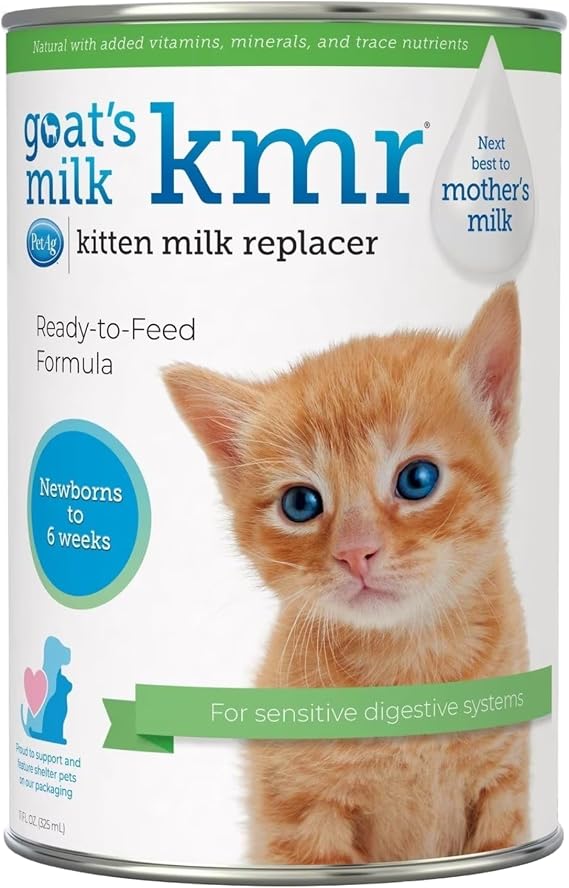 Pet-Ag Goats Milk KMR Kitten Milk Replacer Liquid - 11 oz - Liquid Kitten Formula with Vitamins, Minerals & Trace Nutrients for Kittens Newborn to Six Weeks Old - Easy to Digest