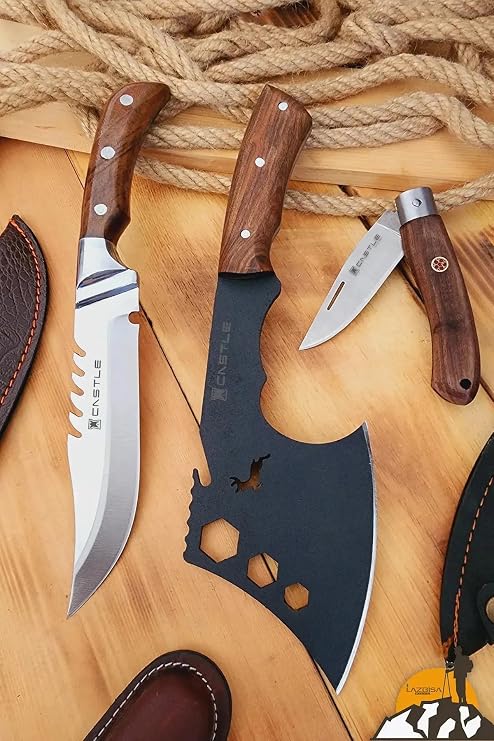 Outdoor Ax Camping Picnic Army Knife Chef Knife Walnut Wood Handle Sleeve (Outlzv-52)