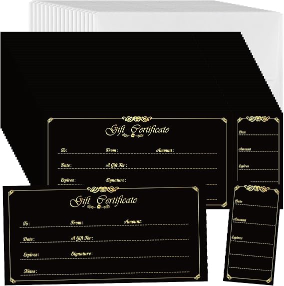 Nuanchu 100 Sets Christmas Gift Certificate, Classic, Black