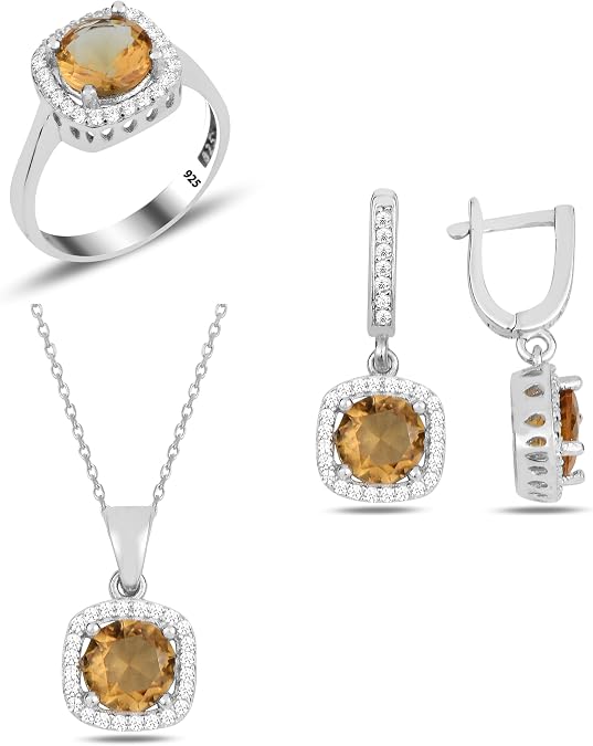 925 Sterling Silver Zultanite Stone Jewelry Set, Sultanite Set, Turkish Diaspore, Fine Turkish Jewelry, Zultanite earring Ring Necklace