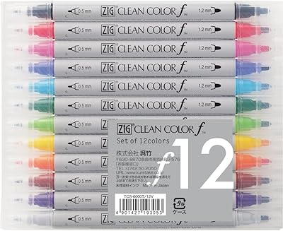 Kuretake Zig Twin Tip Marker Clean Color f, 12 Color Set TCS-6000T12V
