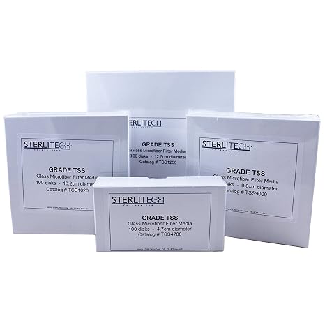 Sterlitech Glass Fiber Filters, Grade TSS, 1.5um, 47 mm Diameter, 100/pk, TSS4700