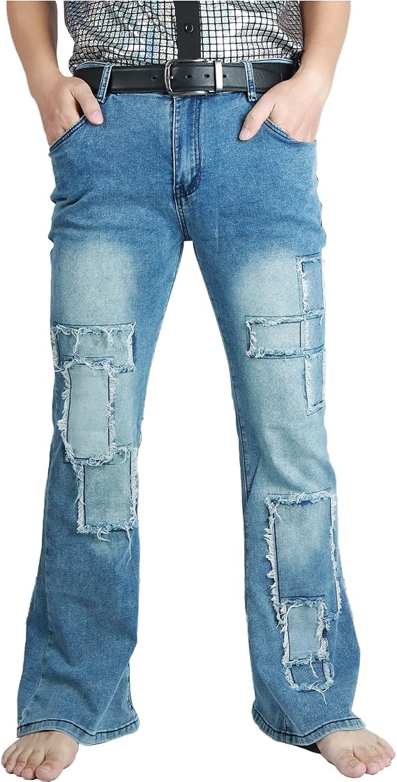 Mens Bell Bottom Pants 70s Disco Outfit Vintage Pants High Waisted Flare Jeans