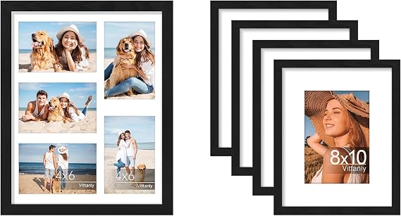 Vittanly 11x14 Collage Picture Frame and 8x10 Picture Frames Set of 4, Picture Frames for Wall or Tabletop