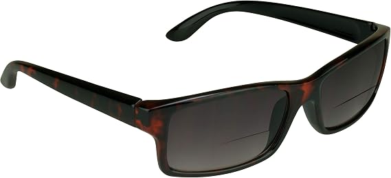 proSPORT Tinted Bifocal Sunglass Readers Reading Glasses Rectangular +1.50 Dark Gray Smoke Lens Black Frame Men Women Case