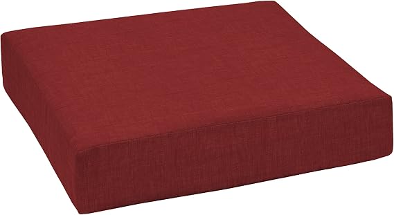 Arden Outdoor Deep Seat Bottom Cushion, 24 x 24, Rain-Proof, Fade Resistant 24 x 24, Ruby Red Leala