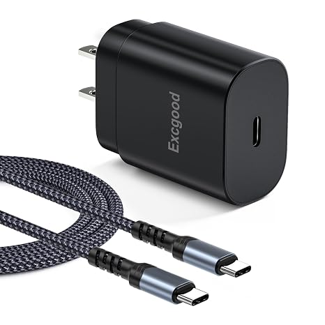 USB C Wall Charger, Excgood Super Fast Charger Type C Charging Block | with 10ft Braided USB-C Cable Compatible with Galaxy S26 S25 S24 S23 Ultra/S22/S21 FE 5G/S20, A17/A54/70/71/53/23, Z Flip7