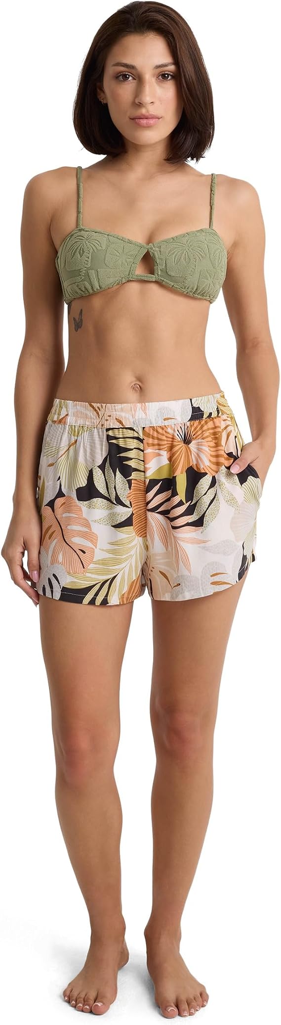 Volcom Women's Beach Bandit Shorts Drawstring Casual Shorts with Pockets and Elastic Waist