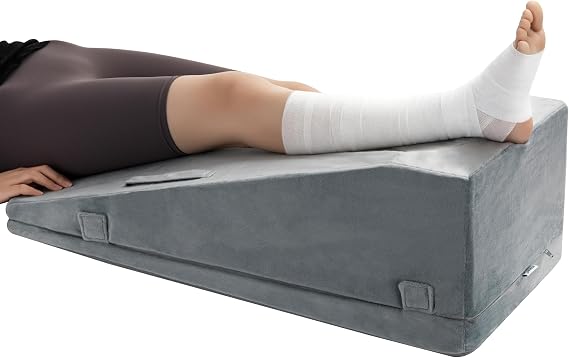Leg Elevation Pillow, Premium Foam Leg Support Adjustable Wedge Pillow Relieves Joint Pain After Surgery Ergonomic Curve for Leg Support Promote Blood Circulation Single Leg