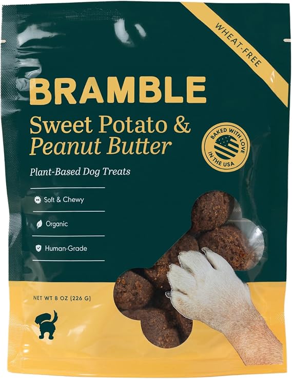 BRAMBLE Natural Vegan Dog Treats | Soft Chewy | Sweet Potato Peanut Butter
