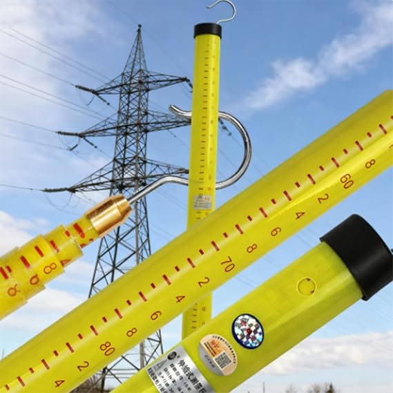 Retractable High-Voltage Height Measuring Pole,Lineman Epoxy Resin Telescoping Height Measuring Stick, 20ft 30ft 40ft 50ft 60ft Electrical Safety Tool Yellow 10m/35.8ft