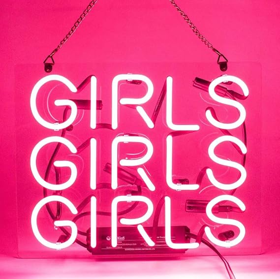 Girls Girls Girls Neon Signs Pink Neon Sign Neon Light Sign Light Up Signs Wall Decor Custom Neon Words for Wall Bedroom Girls Halloween Christmas Decor Neon