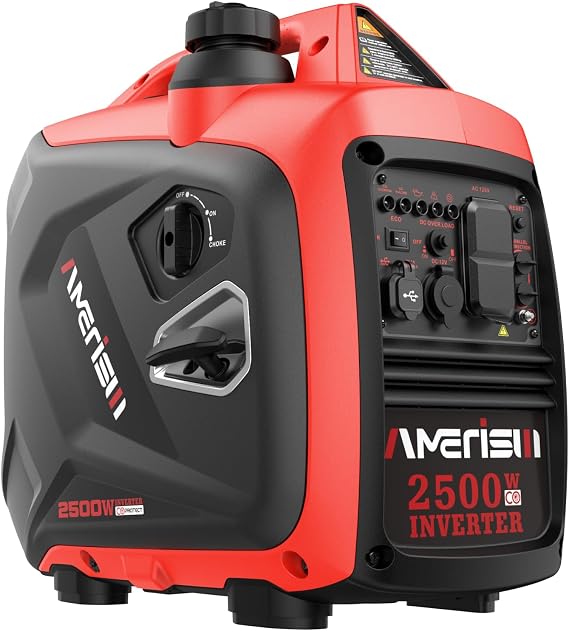 AMERISUN 2500W Gas Inverter Generator, 59dB Quiet With CO Sensor