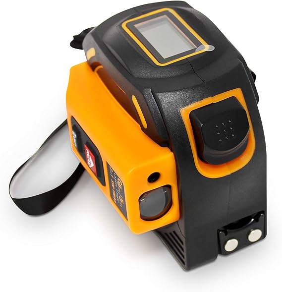 Laser Tape Measure 2-in-1, Laser Measure 196 Ft, Tape Measure 16 Ft Metric and US units with LCD Digital Display, Movable Magnetic Hook, Unit Conversion, Sturdy Build, Consistent and Accurate