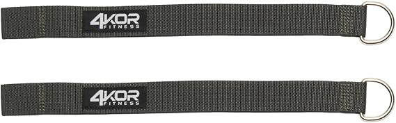 Squat Rack Straps - Heavy Duty Power Rack Straps Compatible with 4KOR Shoulder Exercise Cords - One Pair of Squat Rack Straps with Metal D-Rings - 4KOR Fitness