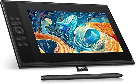 Graphics Tablet with Screen UGEE UE12 Plus 11.9 Inch, Pen Display with Full-Laminated Screen 147% RGB Colour Gamut, Drawing Monitor with Scroll Wheel and 8 Shortcut Keys for Windows/Mac/Android