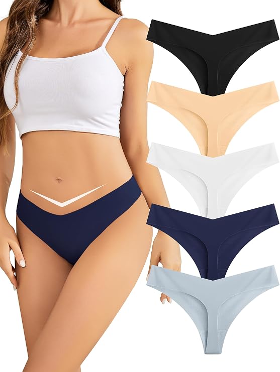 VOENXE Seamless Women Underwear Thongs,No Show Knickers Ladies,No VPL Pants