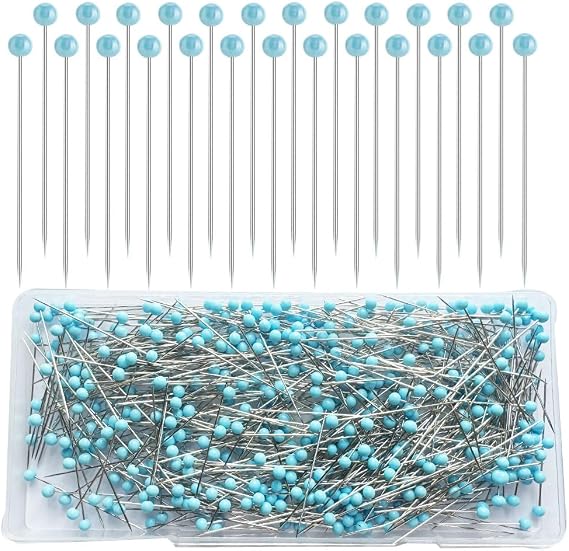 500 PCS Quilting Pins, 1.75IN Straight Pins Long Blue Glass Ball Head Sewing Pins for Fabric, Stainless Steel Dressmaker for Sewing, Crafts, Jewelry Making, DIY