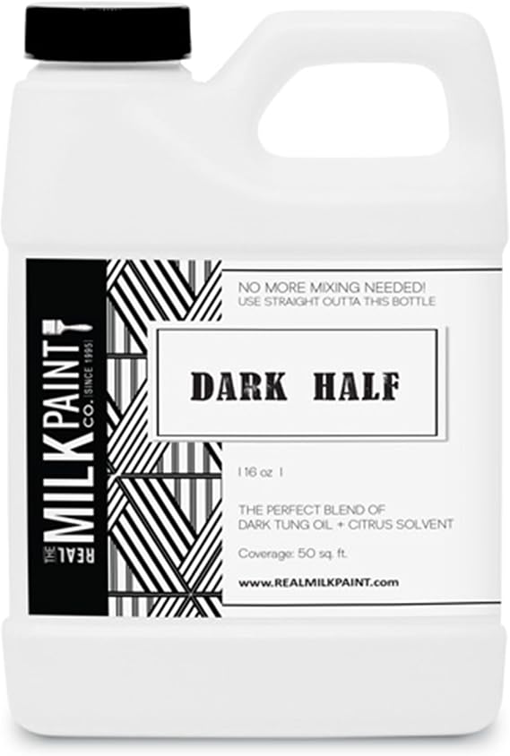 Real Milk Paint Dark Half, Dark Tung Oil and Orange Peel Oil for Wood Finishing, Cutting Boards, Butcher Blocks, Wood Floors, Clay, Stone, and Slate, Food Grade, 16 Ounces