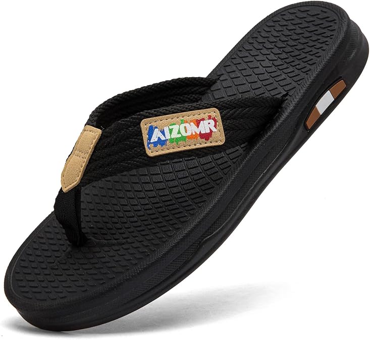 Mens Flip Flops Thong Sandals Lightweight Comfortable Summer Beach Slides Soft Cushion Footbed Open Toe Slippers for Pool Showers Dorms Water Friendly Indoor and Outdoor