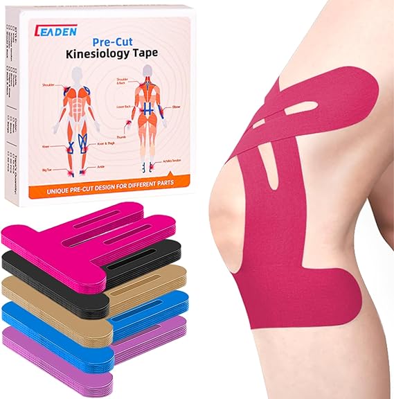 Precut Kinesiology Tape for Knees, 10 Pcs, Pink