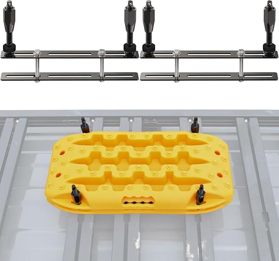 SAMOUT Recovery Board Mount Kit, Universal Bracket for Traction Tracks, Adjustable DIY Lockable Pin Set for Roof Rack, Crossbar & Cargo Basket