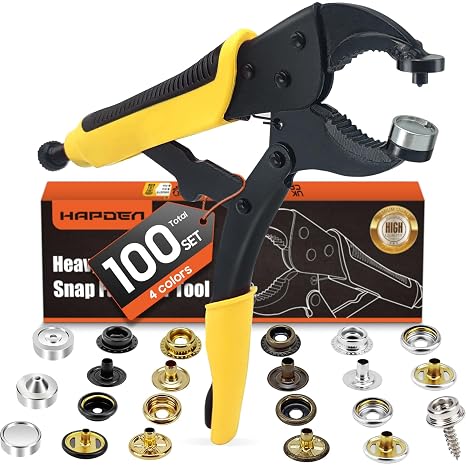 Heavy Duty Snap Fastener Tool, Snap Setter Tool with 100 Sets 4 Color Boat Cover Snaps, Snap Repair Kit, Repairing Boat Covers, Canvas, Fabric, Tarps