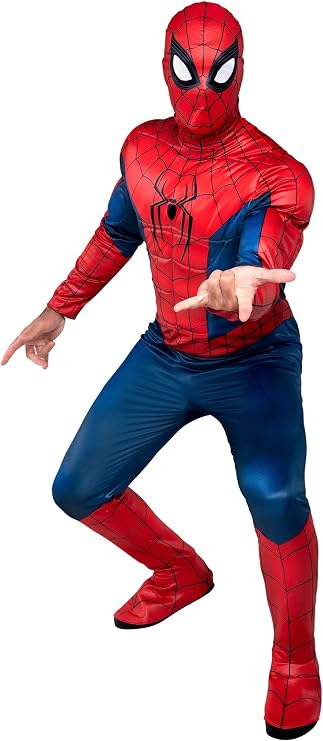 Men's Spider-Man Qualux Costume | Adult Superhero Jumpsuit with Mask and Shoe Covers for Halloween