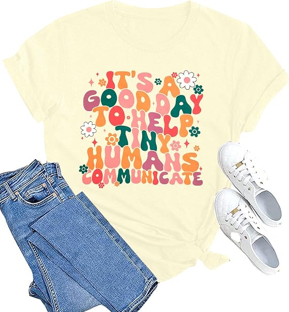 Teacher Shirts for Women: Speech Therapy Shirts SLP Gifts Shirt Speech Language Pathologist Tee Top
