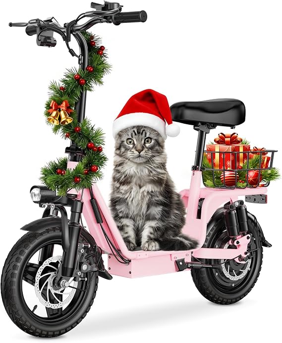 INSDRGN Adults Electric Scooter with Seat,1000W Peak Motor 48V 10.4AH Foldable Electric Scooter,14" Tires,20MPH, 28-Mile Long Range and Dual Disc Brakes,330lbs Max Load