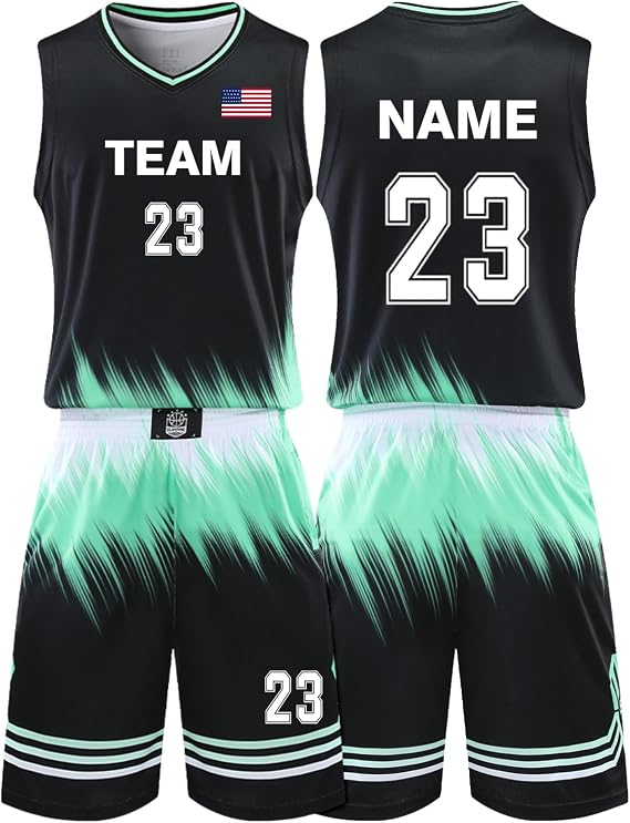 Custom Basketball Uniform Personalize Youth Kid Basketball Uniforms with Neam Number Team Logo