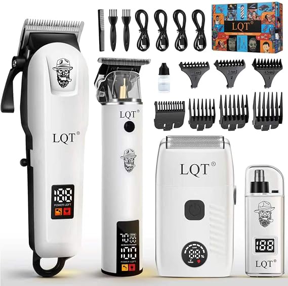 Hair Clippers for Men Rechargeable Cordless Beard Trimmer & Electric Shaver, Hair Cutting Kit with LCD Display Gift for Dad, Husband, Men