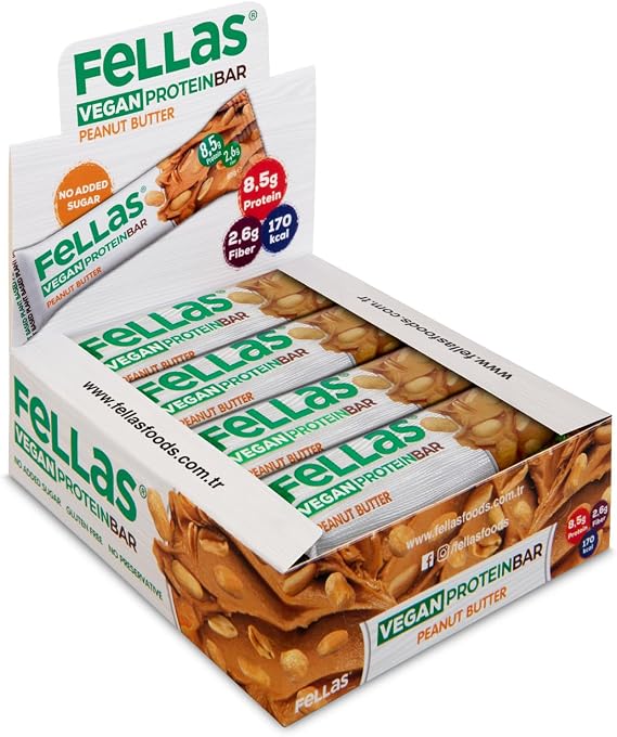 Fellas Vegan Protein Bar, Peanut Butter, 40gr x 12 Pieces