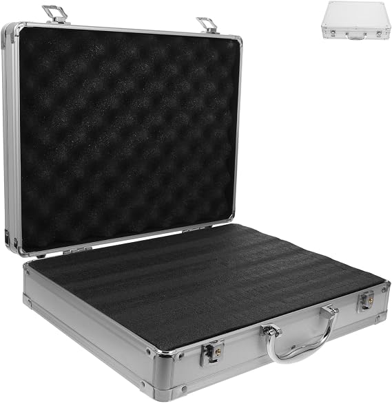 Shockproof Aluminum Alloy Tool Case Large Capacity Portable Briefcase with Padded Compartments for Men Multifunctional Metal Storage Box for Tools and Equipment