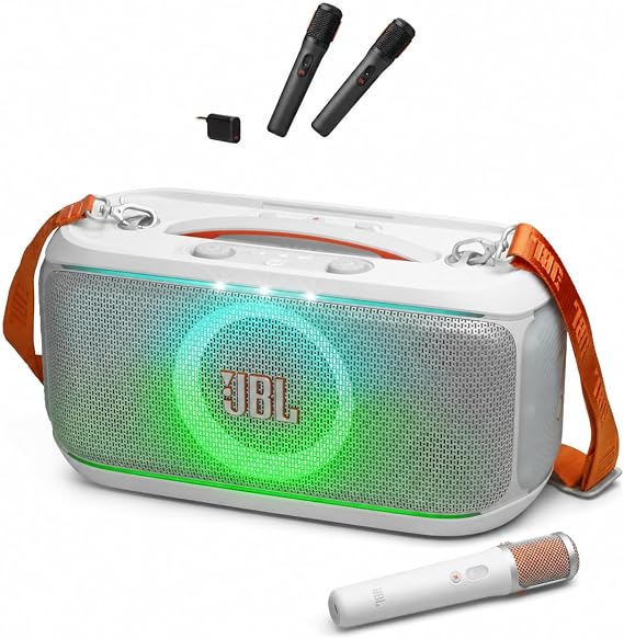 JBL PartyBox On-The-Go 2 - Portable Party Speaker with one Wireless Digital mic, Handle and a Shoulder Strap, Dynamic PartyBox Wireless Mic - Digital Wireless Microphones (Black)