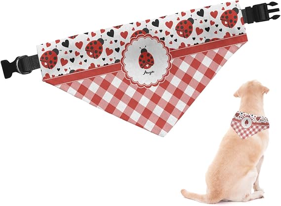 RNK Shops Personalized Ladybugs & Gingham Dog Bandana - Medium