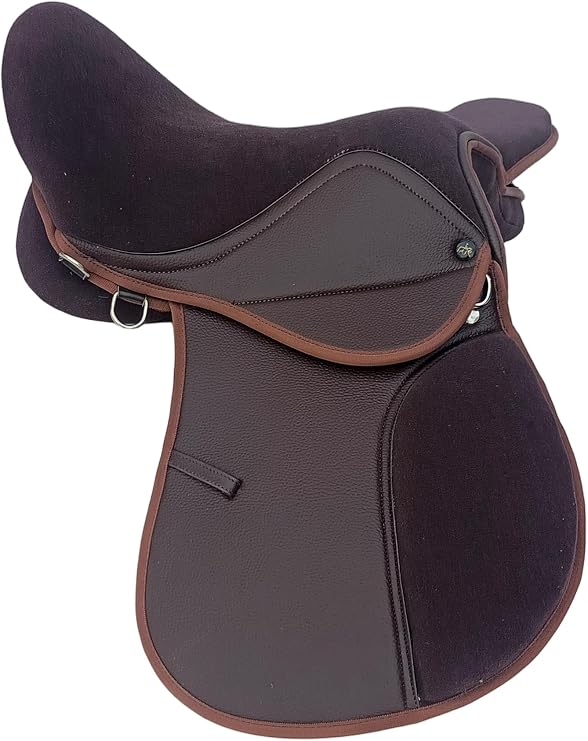 Synthetic Leather Halflinger Saddle 17 Inch Wide Horse Suede Saddle Brown Comfortable Durable Design