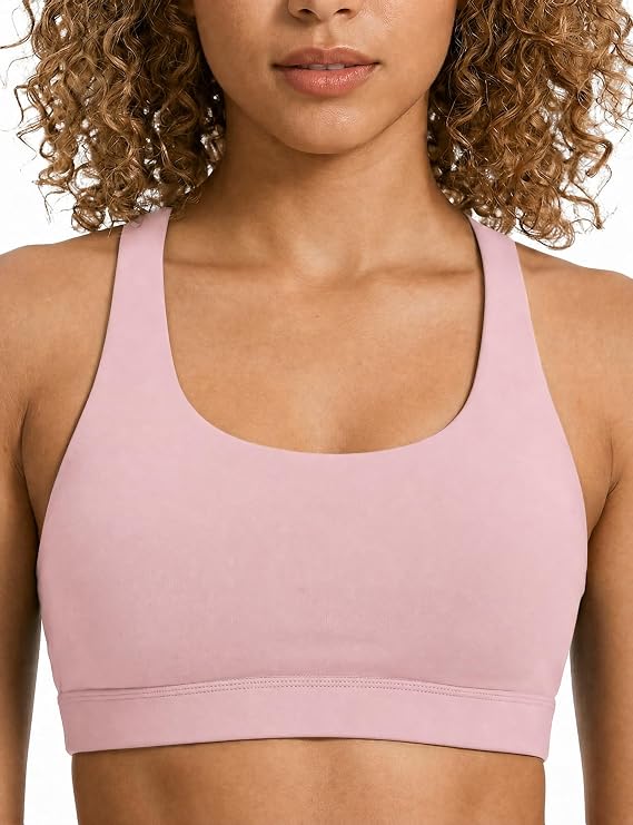 Sports Bras for Women High Support Large Bust, Outdoors High Impact Yoga Wireless Padded Bras for Sagging Breasts, Padded Low Back Athletic Sleep Workout Strappy Racerback Sports Bra Pink L