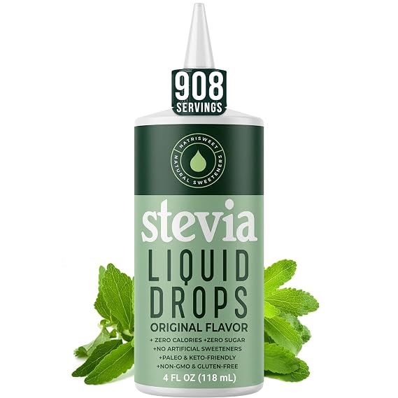 Liquid Stevia Drops 4fl oz, Pure Stevia Liquid Sweetener from Stevia Extract, Plant-Based Sugar Substitute, Zero Calorie Keto Sweetner, Mix Liquid Sugar into Drinks and Treats, Non-GMO 908 servings