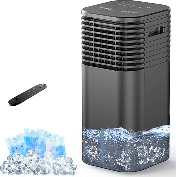 Windowless Portable Air Conditioner, 15H Timer & 120Oscillation, 3-IN-1 Portable AC Unit with Remote, 2-Gal Tank, 3 Modes & 3 Speeds, Ultra-Quiet 24" Ventless Swamp Cooler for Room Home Office