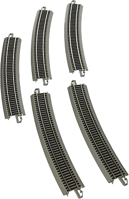 Bachmann Trains - Snap-Fit E-Z TRACK 35.50” RADIUS 18 DEGREE CURVED TRACK 5card - NICKEL SILVER Rail With Gray Roadbed - HO Scale , Grey