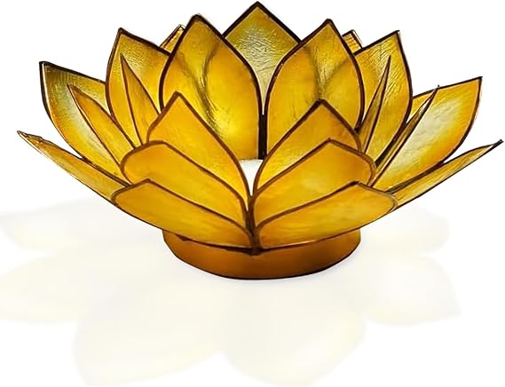 Om Gallery Lotus Tea Light Candle Holder - Capiz Shell, Sunshine