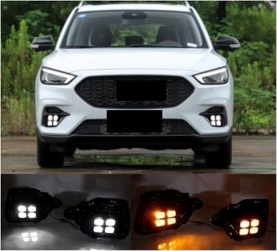 Car Bumper Headlight Compatible For MG ZS Daytime Light 2020~2022y DRL Car Accessories LED Headlamp Compatible For Mg Zs Fog LightWhite Yellow