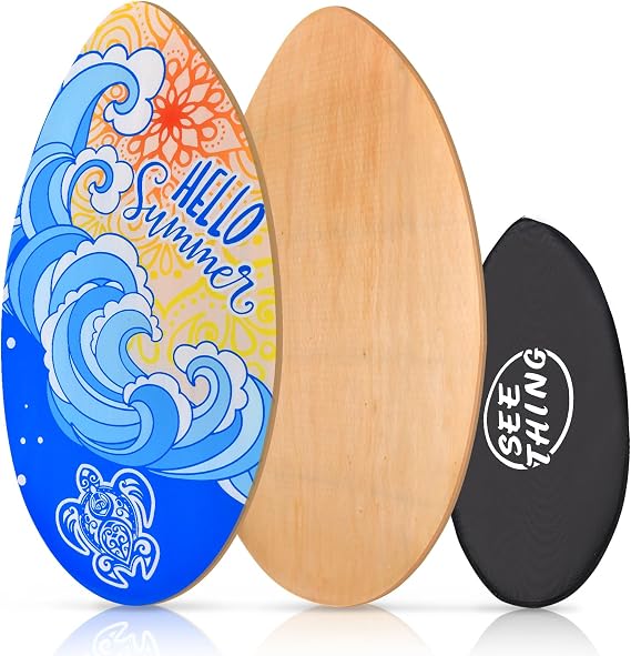 seething 31 Inch Standard Skimboards for Beginners, 7 Layer Canadian Maple Double Kick Concave Standard and Tricks Skimboard for Kids and Beginners