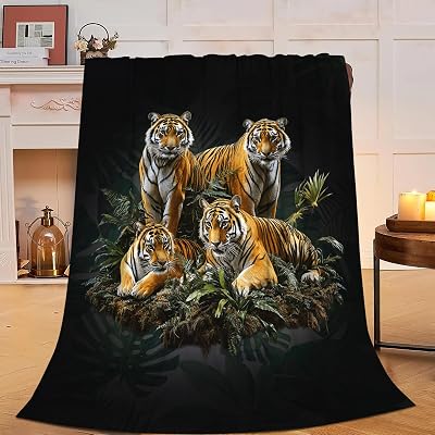 Tiger Blanket Soft Warm Tiger Fleece Plush Throw Blanket Tiger Gifts for Tiger Lover Cozy Fluffy Flannel Bedding Stuff Animal Decor Blanket for Girls Boys Kids Adults Women Bed Travel 40x50