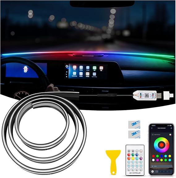 GPJYD 150cm LED Lights for Car Windscreens, RGB Ambient Lighting Car LED
