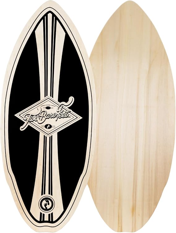 Two Bare Feet 41" Skimboard Suitable for Beginners, 7 Ply wooden construction with nose pre curve, Pin tail, Suitable for Adults and Kids