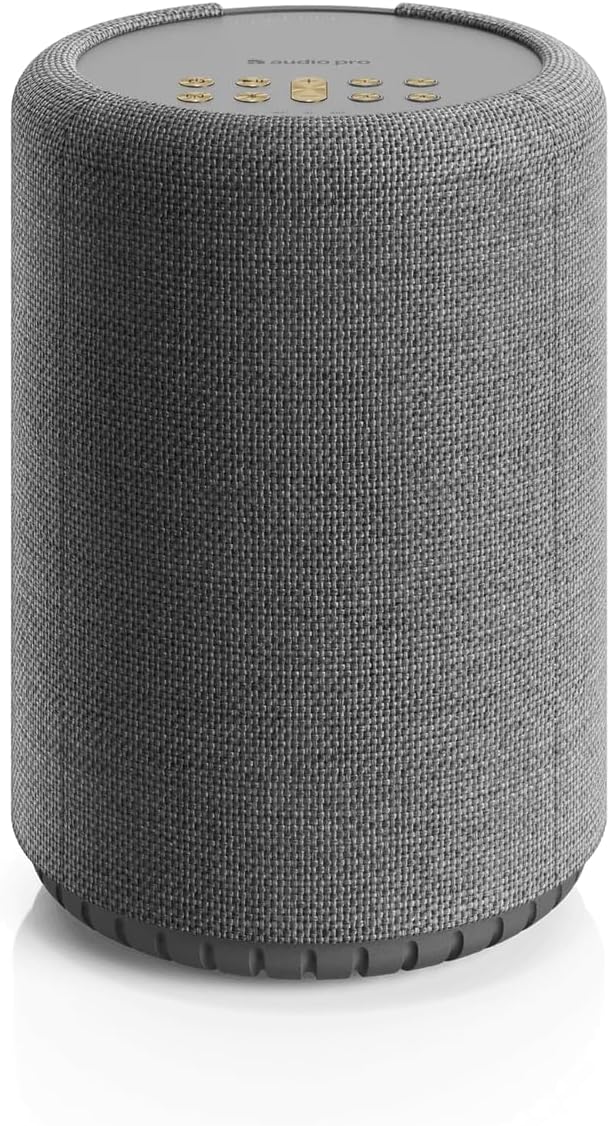 Audio Pro A10 MkII W, WiFi & Bluetooth 5.0 Multiroom Speaker, 52W Digital Class D, 300Hz Crossover, AirPlay 2, Google Cast, Spotify Connect, Bluetooth 5.0, Wall/Ceiling Mount (Grey)