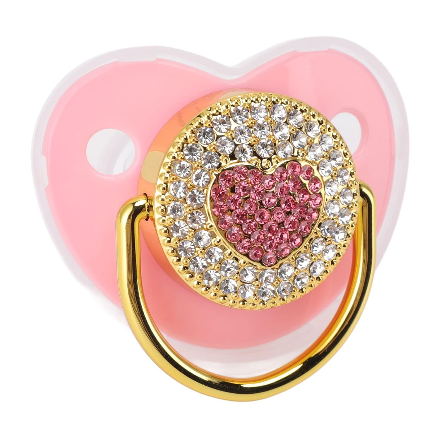Baby Pacifier - Heart Shape Shinning Baby Soother Nipple, Personalized Pacifier Glitter Crystal Luxurious Dummy Ideal Gift Bling Pacifier for Girl Baby Shower Newborn Photography